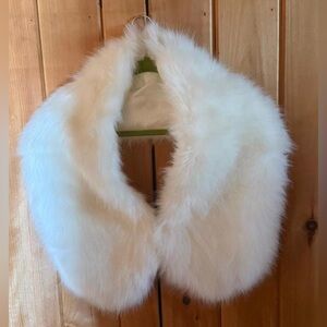 White faux fur shawl with satin lining